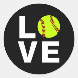 I Love Softball Classic Round Sticker