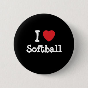 I love Softball heart custom personalised 6 Cm Round Badge