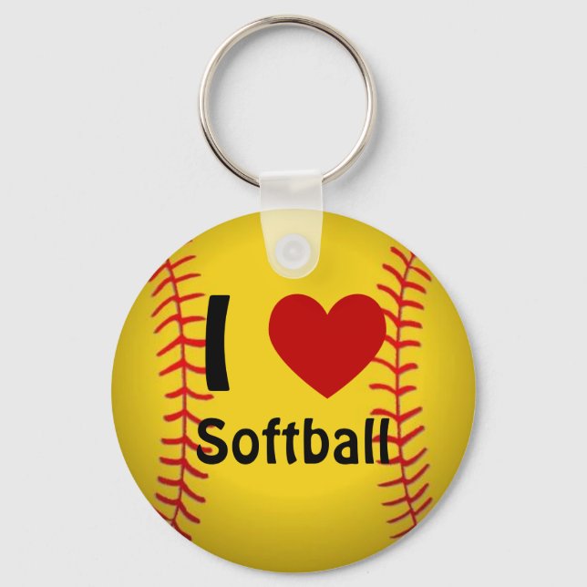I Love Softball Keychain (Front)