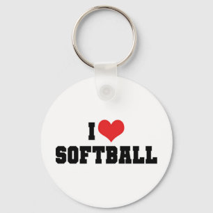 I Love Softball Keychain