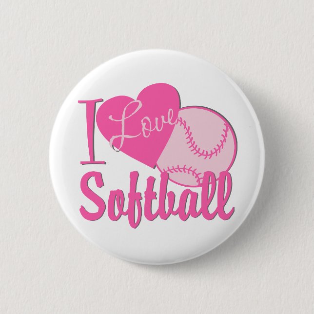 I Love Softball Pink 6 Cm Round Badge (Front)