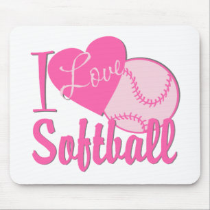 I Love Softball Pink Mouse Mat