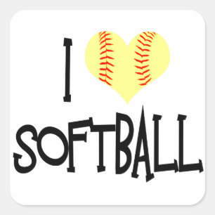 I love softball square sticker