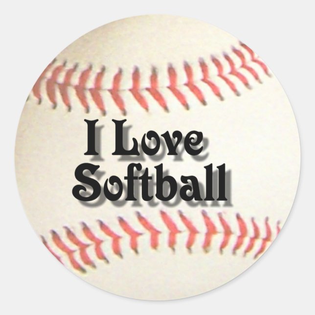 I LOVE SOFTBALL-STICKER CLASSIC ROUND STICKER (Front)