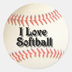 I LOVE SOFTBALL-STICKER CLASSIC ROUND STICKER