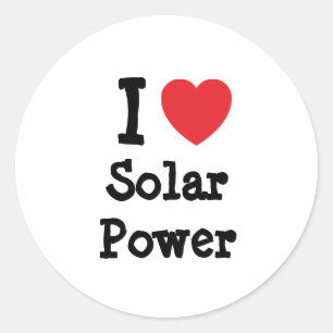 I love Solar Power heart custom personalised Classic Round Sticker
