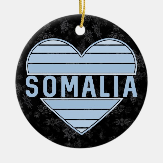 I Love Somalia, Somali Heart Ceramic Tree Decoration (Front)