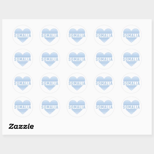 I Love Somalia, Somali Heart Classic Round Sticker (Sheet)
