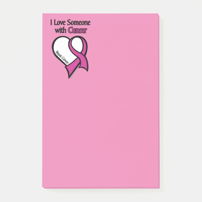 I Love Someone...Heart/Ribbon...Breast Cancer Post-it Notes (Front)