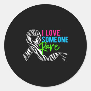 I Love Someone Rare Zebra Ribbon - Rare Disease Aw Classic Round Sticker