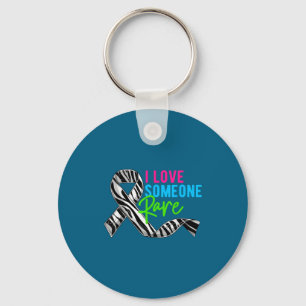 I Love Someone Rare Zebra Ribbon - Rare Disease Aw Key Ring