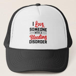 I Love Someone With A Bleeding Disorder Red Ribbon Trucker Hat