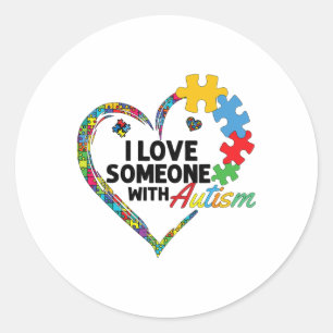 I Love Someone With Autism 3 Classic Round Sticker