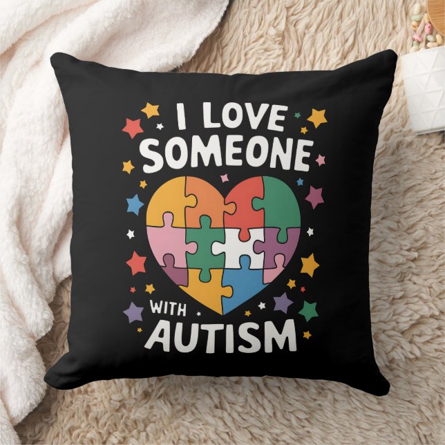 I Love Someone With Autism Autistic Awareness Cushion (Blanket)