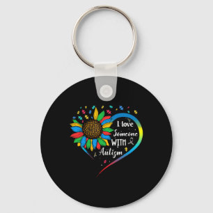 I Love Someone With Autism Autistic Awareness Sunf Key Ring