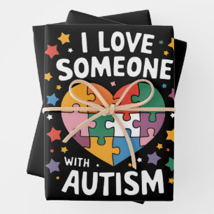 I Love Someone With Autism Autistic Awareness Wrapping Paper Sheet