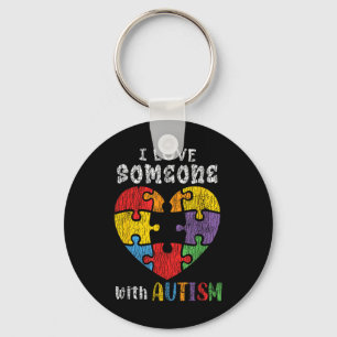 I Love Someone With Autism Awareness Heart Men Wom Key Ring