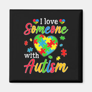 I Love Someone With Autism Awareness Heart Men Wom Magnet