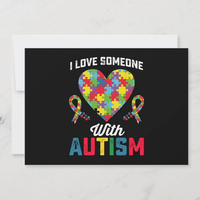 I Love Someone With Autism Awareness Invitation (Front)