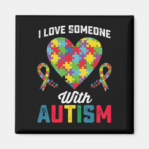 I Love Someone With Autism Awareness Magnet