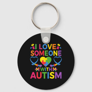 I Love Someone With Autism Awareness Puzzle Pieces Key Ring