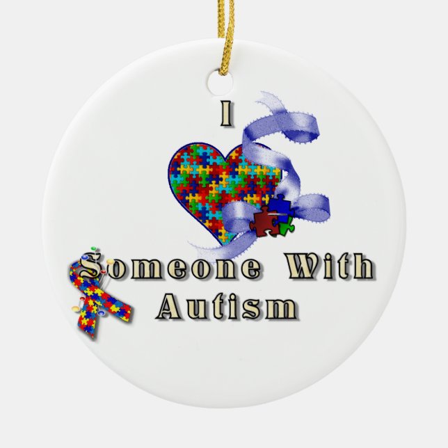 I love someone with autism ceramic tree decoration (Front)