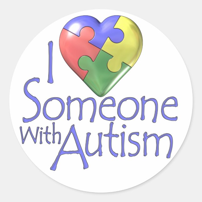 I Love Someone With Autism Classic Round Sticker (Front)