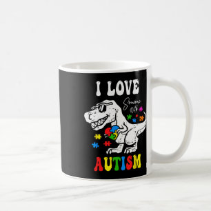 I Love Someone With Autism Family Heart T Rex Dino Coffee Mug