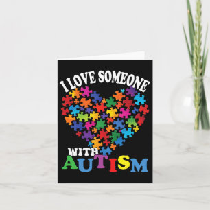 I Love Someone With Autism Heart Puzzle Card