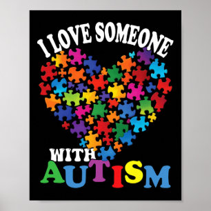 I Love Someone With Autism Heart Puzzle Poster