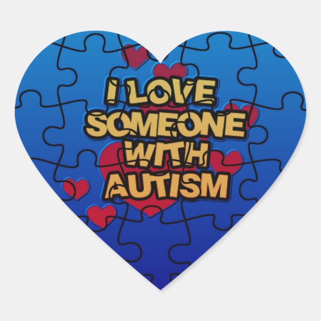 I Love Someone With Autism Heart Stickers (Front)