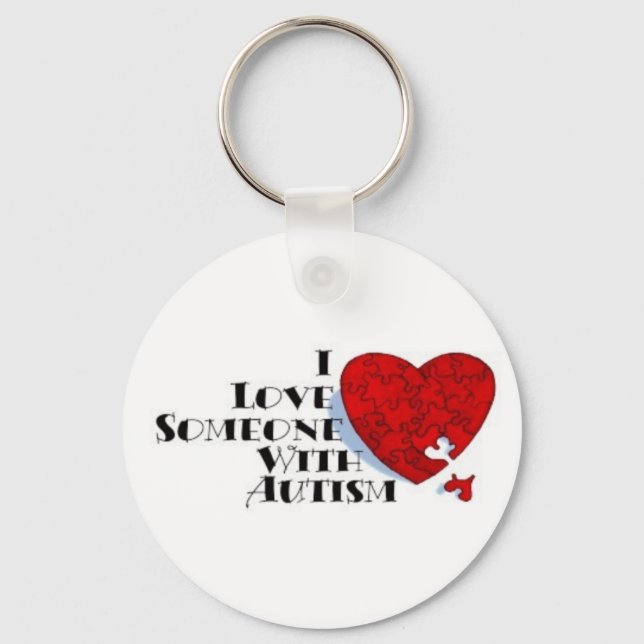 I Love Someone with autism keychain (Front)