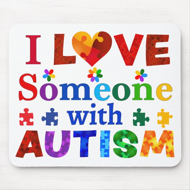 I Love Someone with AUTISM Mouse Mat (Front)