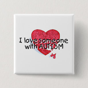 I Love Someone With Autism (P Hrt) 15 Cm Square Badge