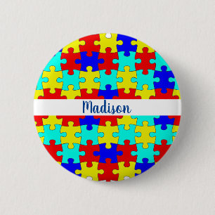 I Love Someone With Autism Personalized Name 6 Cm Round Badge