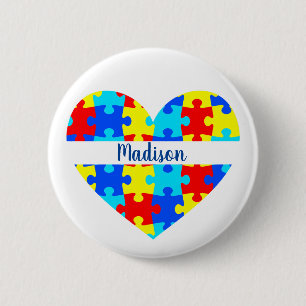 I Love Someone With Autism Personalized Name 6 Cm Round Badge