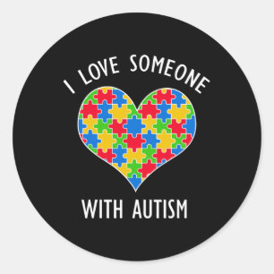 I Love Someone With Autism Puzzle Heart Awareness  Classic Round Sticker