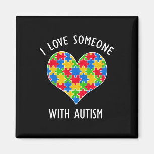 I Love Someone With Autism Puzzle Heart Awareness Magnet