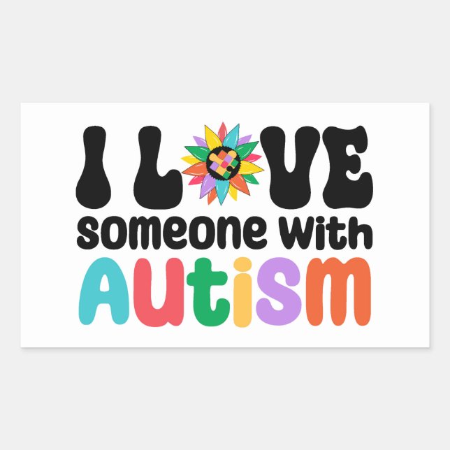 I Love Someone With Autism Rectangular Sticker (Front)