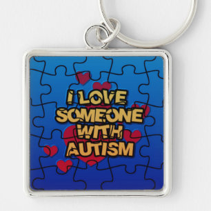 I Love Someone With Autism Round Key Chain