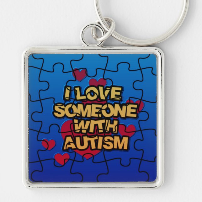 I Love Someone With Autism Round Key Chain (Front)