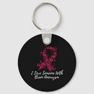 I Love Someone With Brain Aneurysm Awareness Key Ring