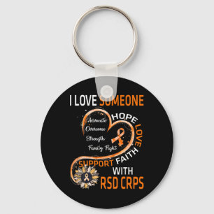 I Love Someone With Rsd Crps Awareness Sunflower  Key Ring