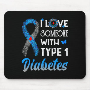 I Love Someone With Type 1 Diabetes Blue And Grey Mouse Mat