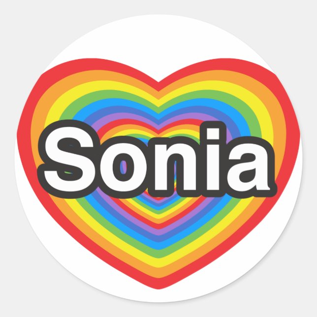 I love Sonia. I love you Sonia. Heart Classic Round Sticker (Front)
