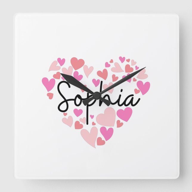 I love Sophia Square Wall Clock (Front)