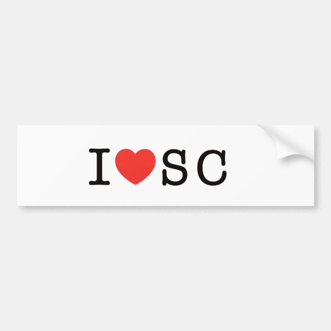 I LOVE South Carolina Bumper Sticker (Front)