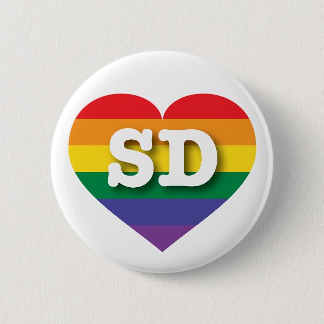 I love South Dakota Gay Pride Rainbow Heart 6 Cm Round Badge (Front)