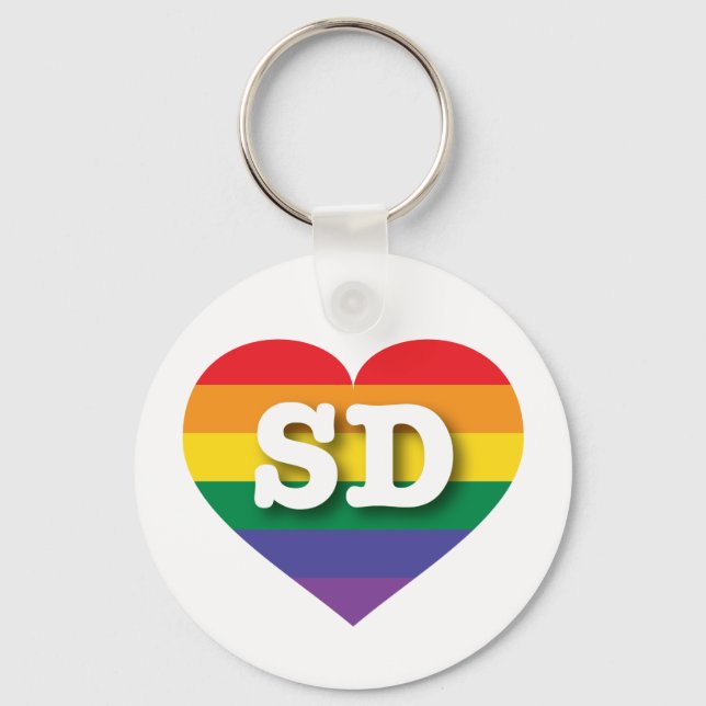 I Love South Dakota Rainbow Heart Key Ring (Front)