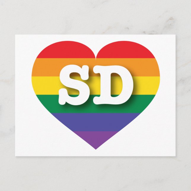 I Love South Dakota Rainbow Heart Postcard (Front)